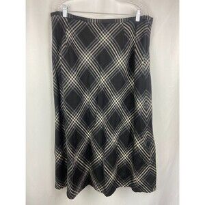 Charter Club Women's Skirt Wool Black Plaid Size 16W A-Line Side Zipper Lining